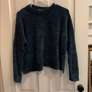 Green Chenille Cropped Sweater